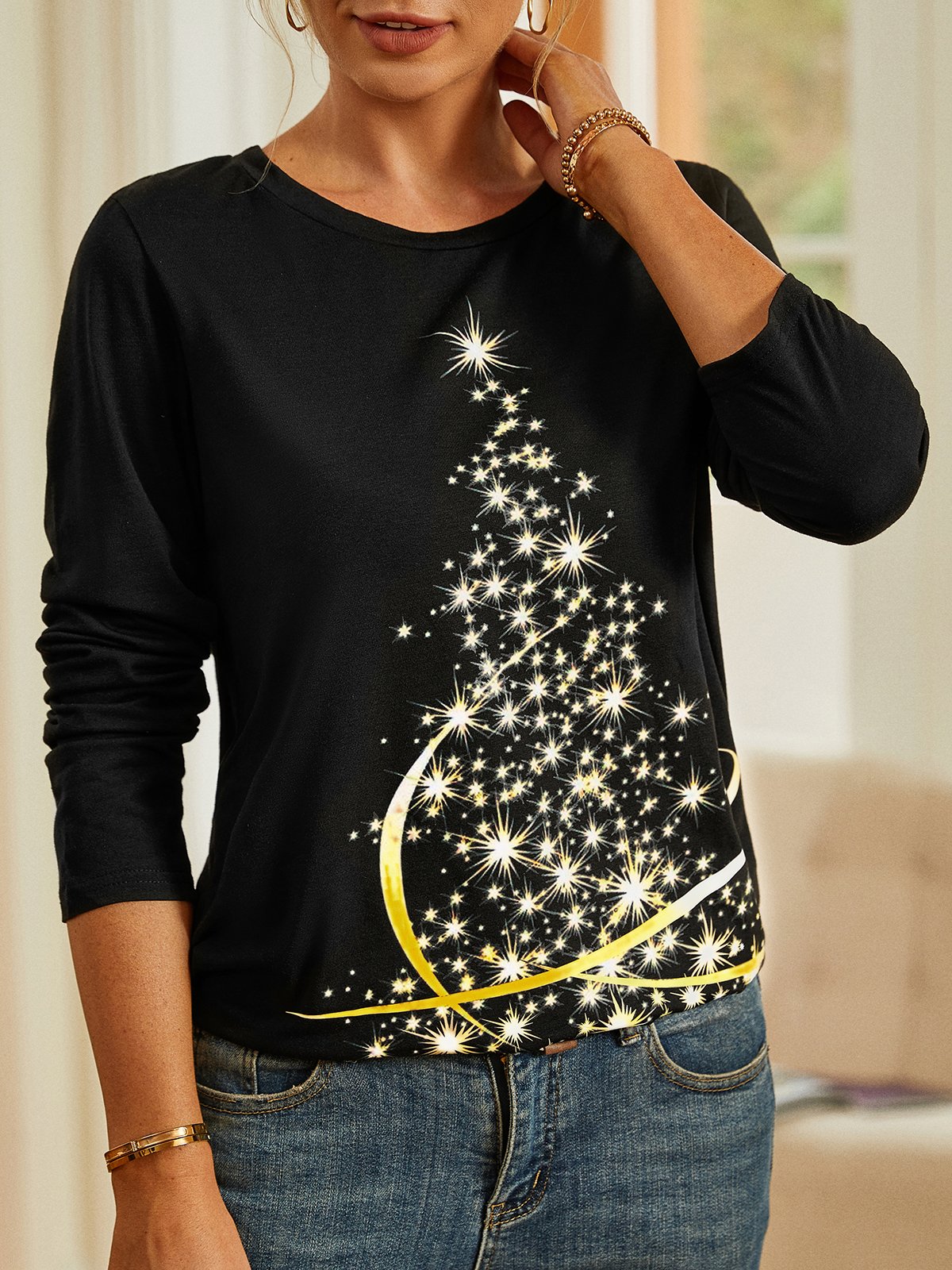 Natal Árvore Pescoço tripulação Camisa