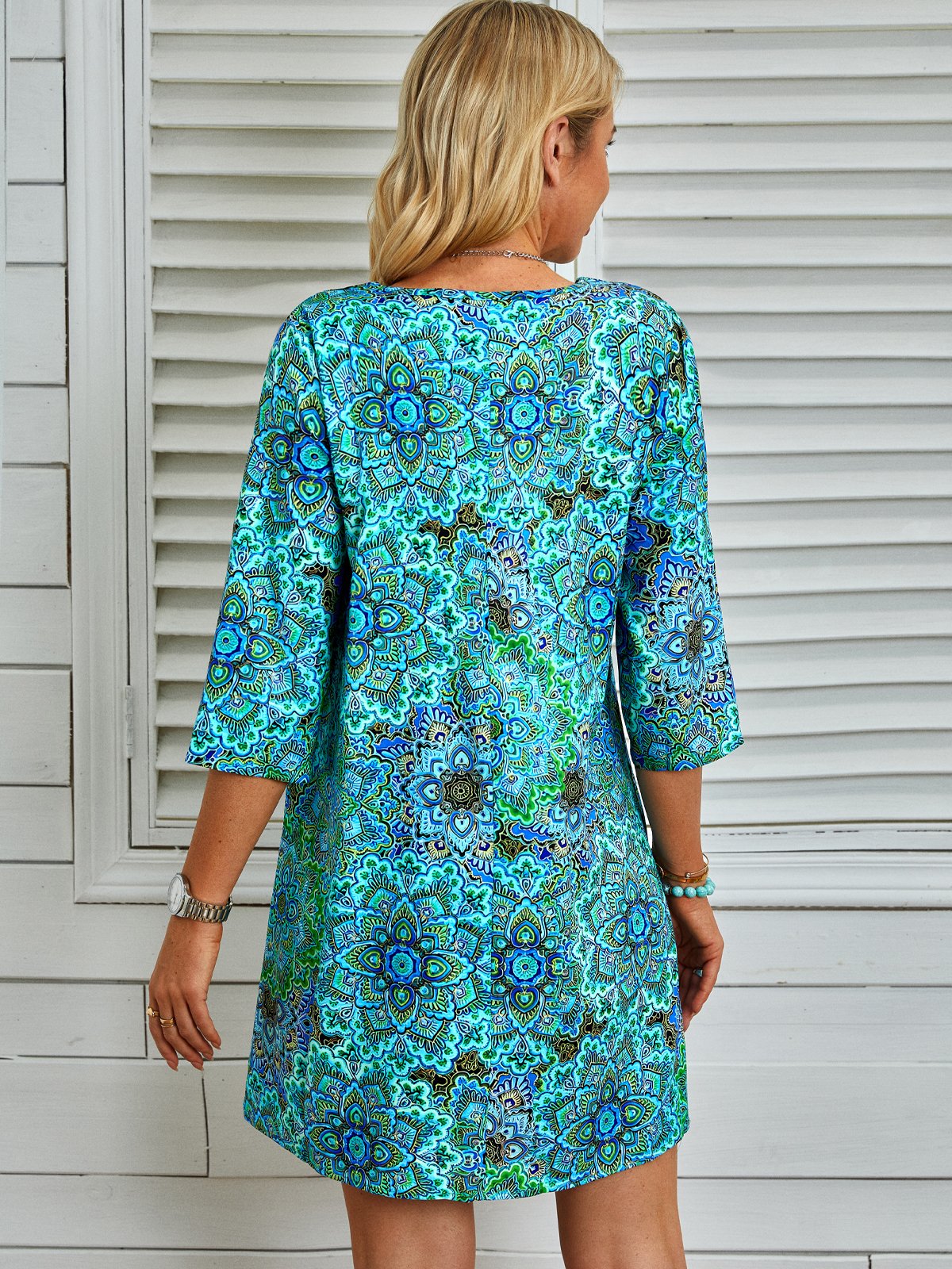 Floral Tecelagem Vestido