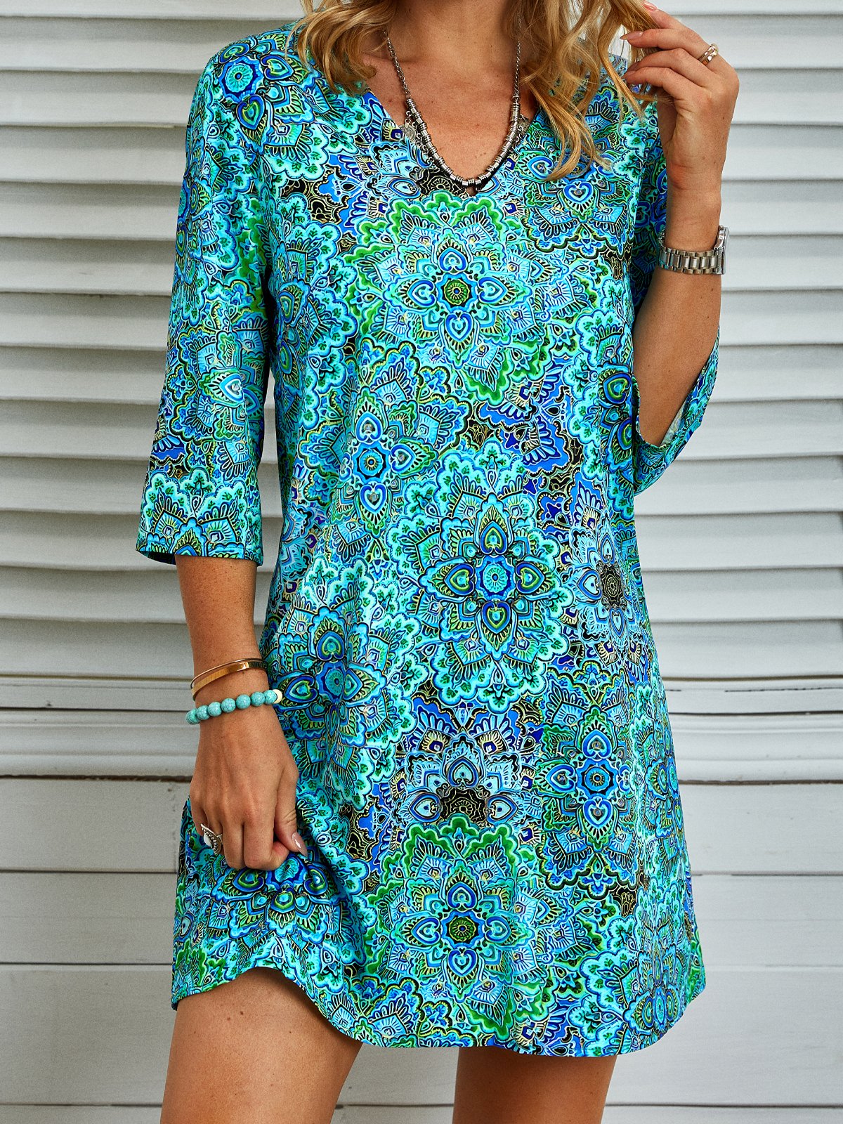 Floral Tecelagem Vestido