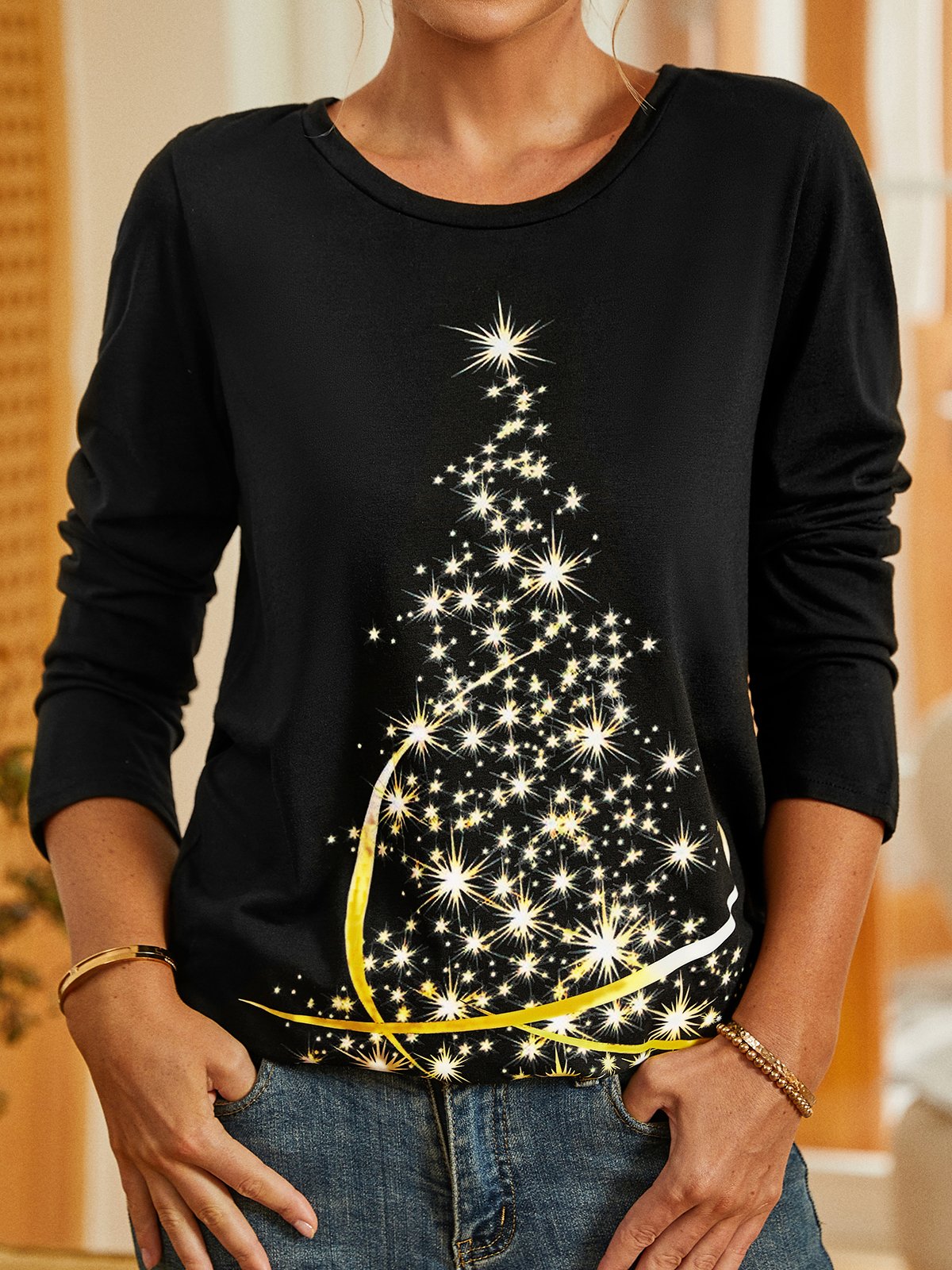Natal Árvore Pescoço tripulação Camisa