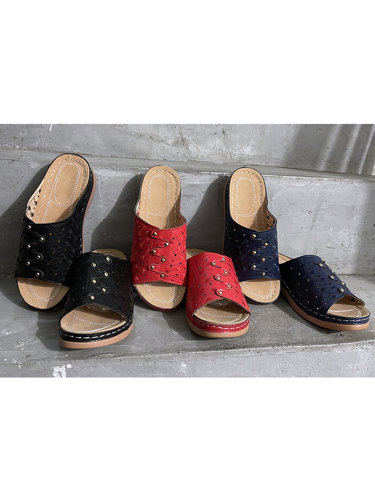 Rebite elétrico Bordado Oco Confortável Chinelo