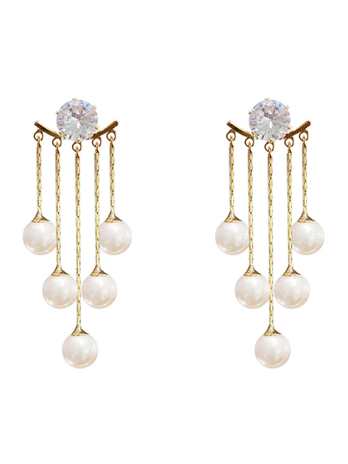 Pérola Borla Strass brincos