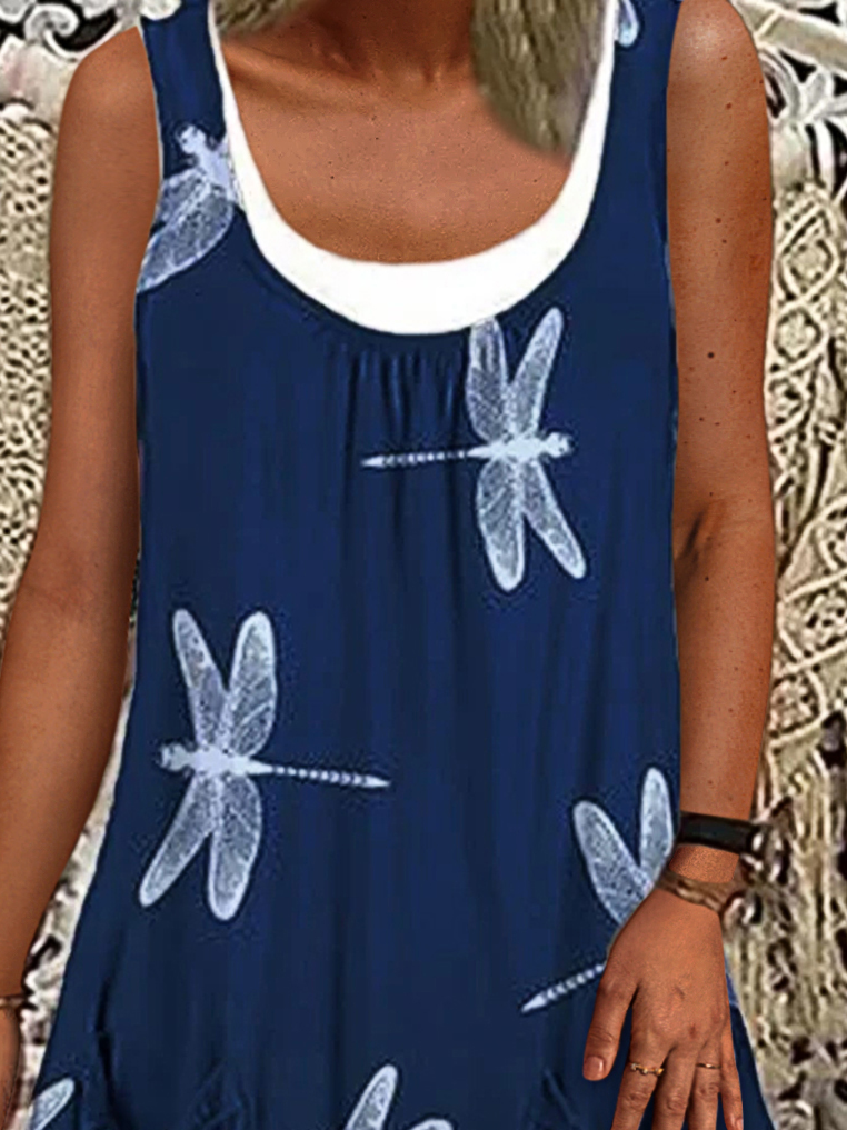 Pescoço tripulação Sem Manga Vestido