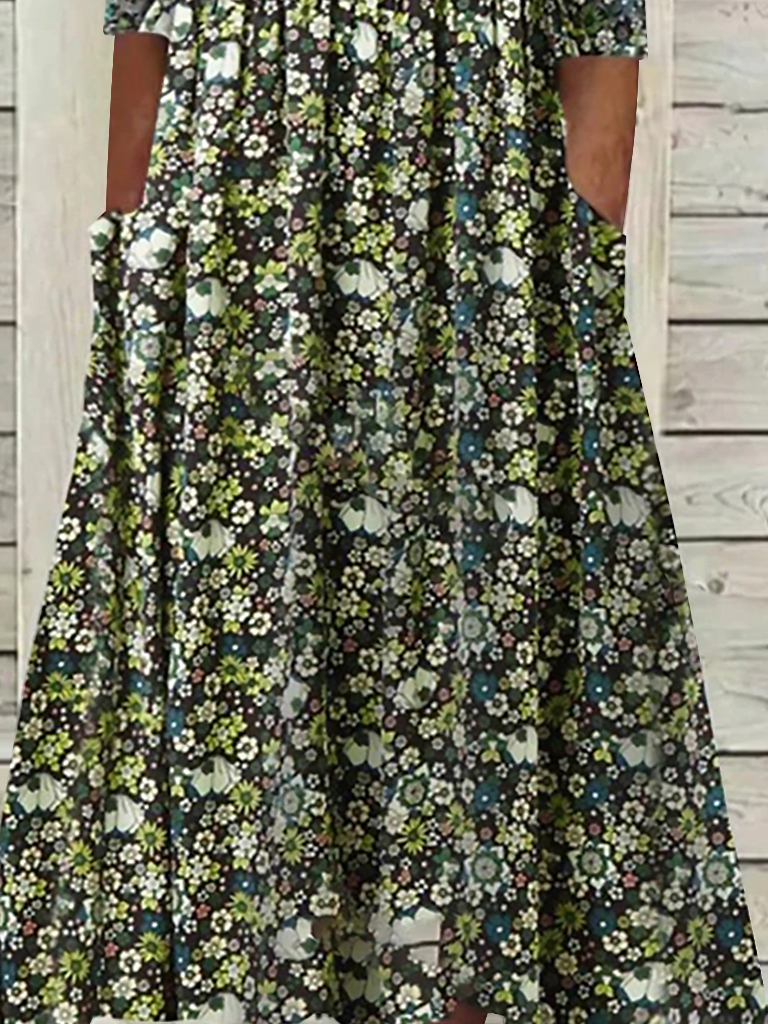 Casual Manga Curta Tecido Vestido