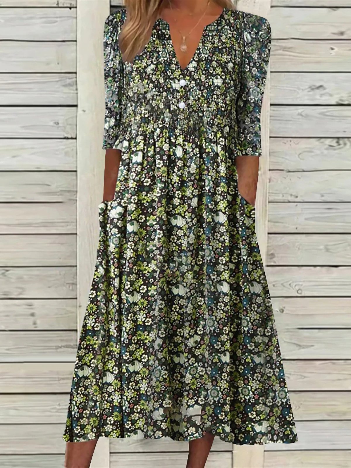 Casual Manga Curta Tecido Vestido