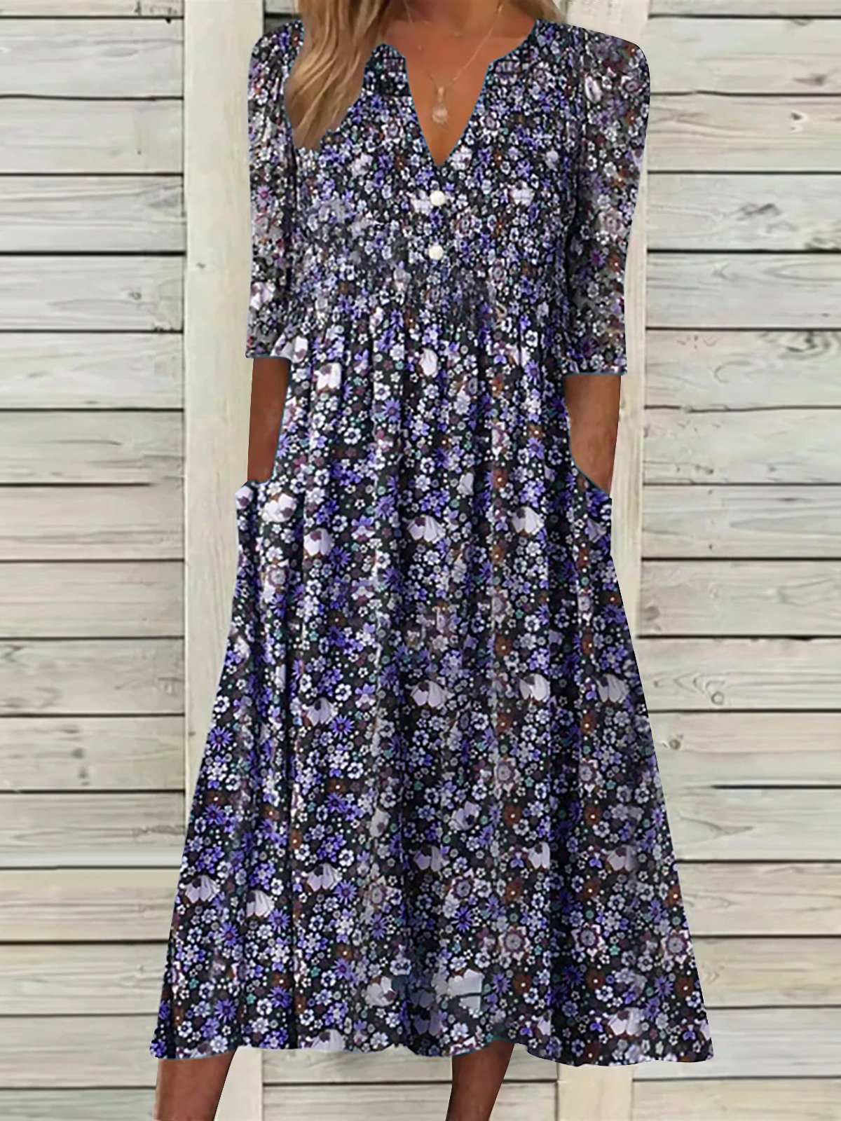 Casual Manga Curta Tecido Vestido