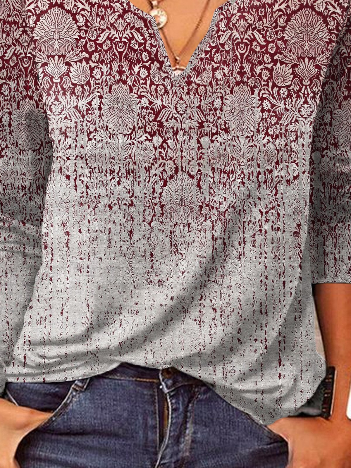 Étnico Manga Comprida Entalhado Casual Camisa