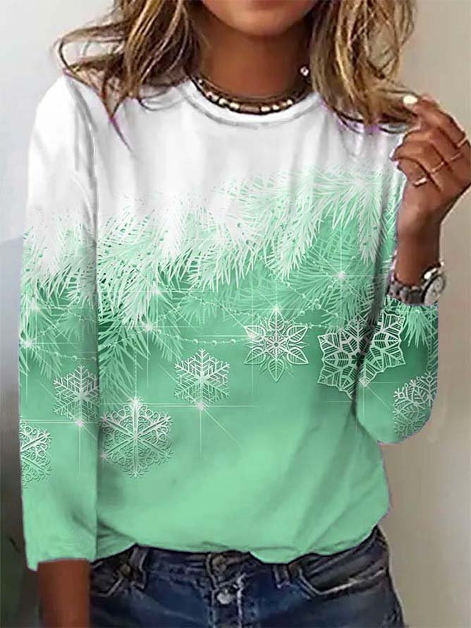 Casual Natal Manga Comprida Camisa