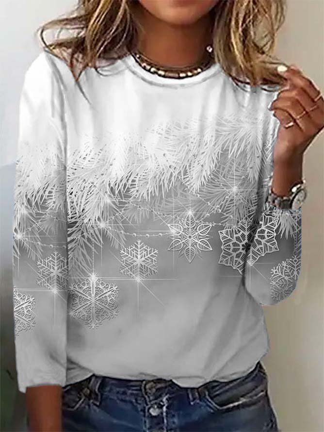 Casual Natal Manga Comprida Camisa
