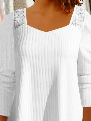 Solto Manga Comprida Simples Túnica Camisa