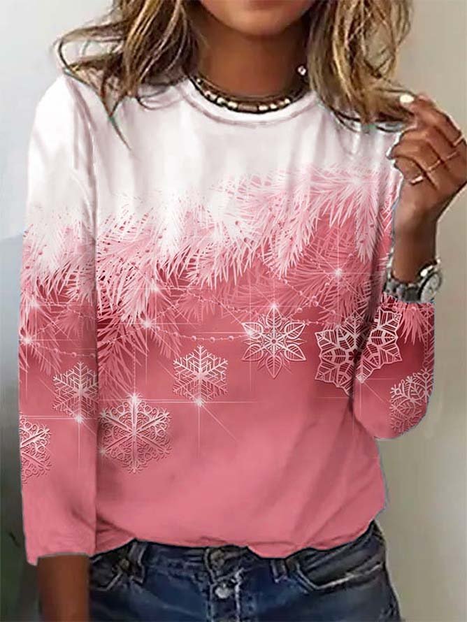 Casual Natal Manga Comprida Camisa