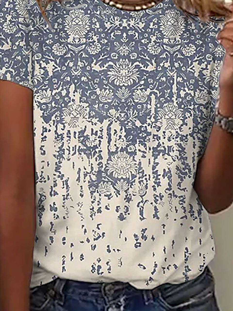 Étnico Solto Casual Jersey Camisa