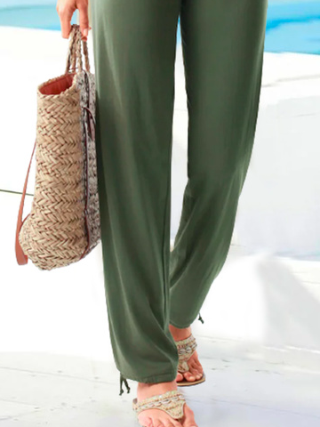 Simples Casual Com cordões Calças