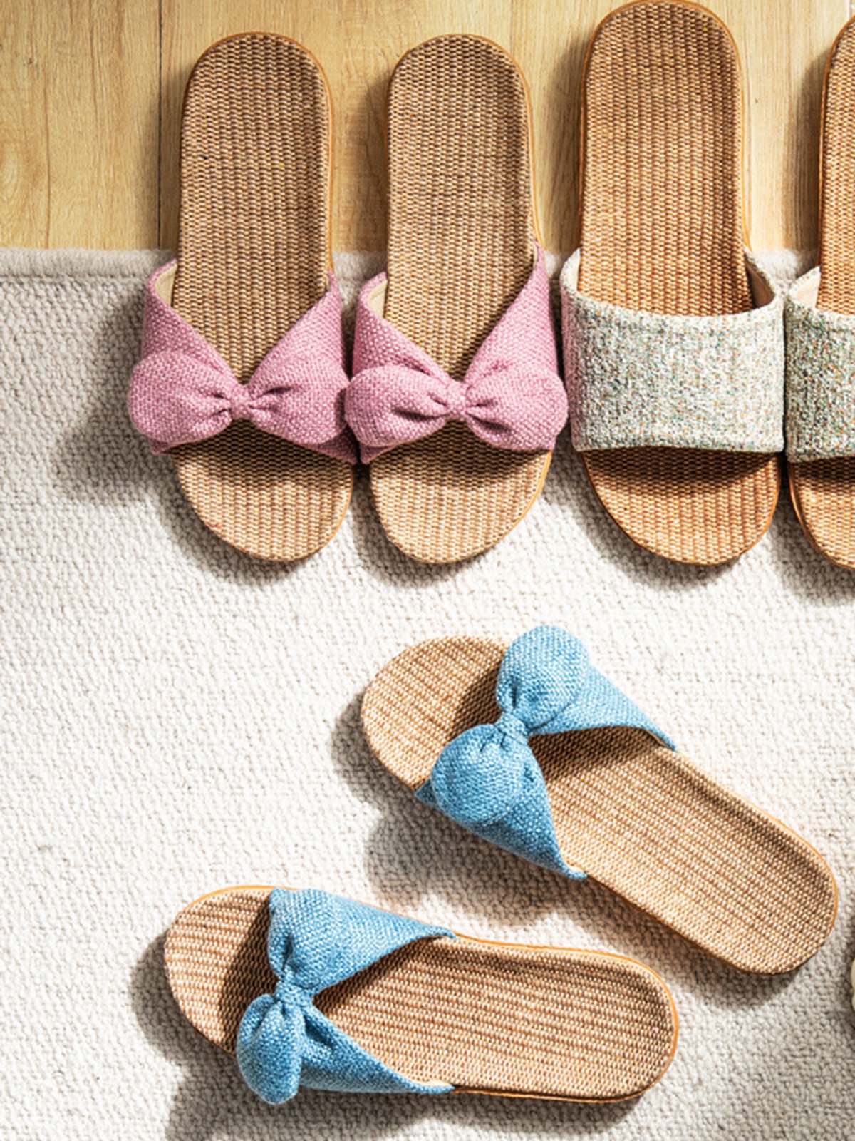 Mulheres Arco Decoração Linho Casual casa Chinelo
