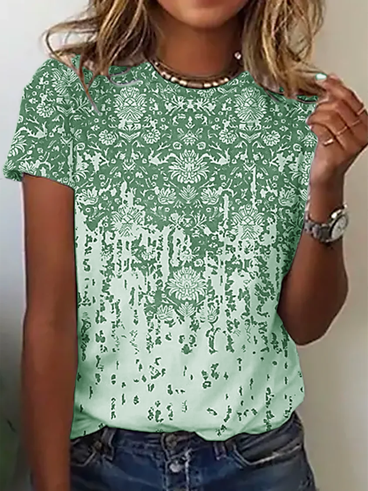 Étnico Solto Casual Jersey Camisa