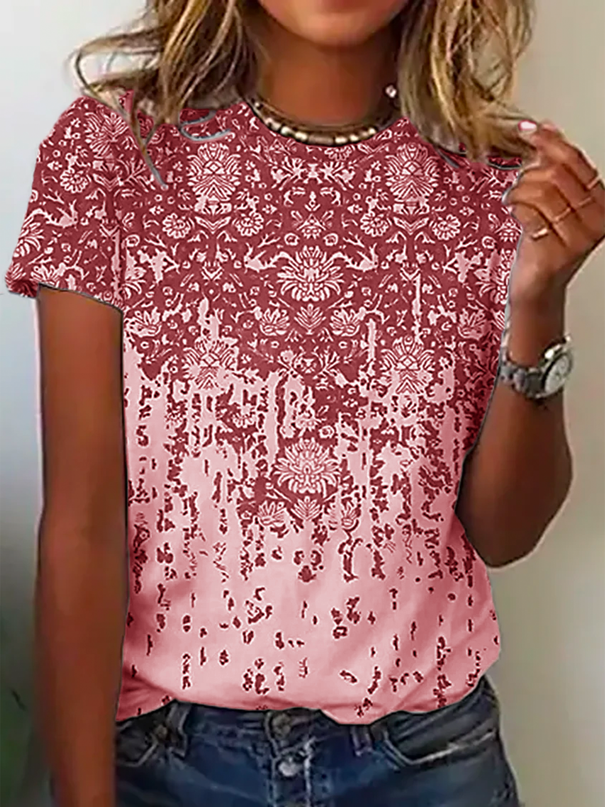Étnico Solto Casual Jersey Camisa
