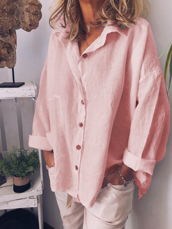 Mulher Casual Solto Camisa Topo Túnica Blusa