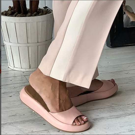Mulheres moda Footbed Dedo Espreitadela Slip-On Deslizar Sandálias
