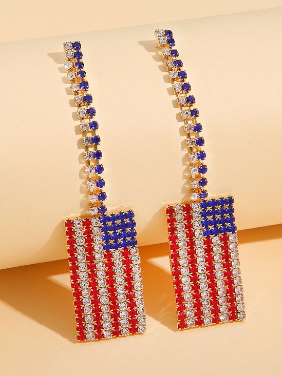 Dia da Independência Bandeira Strass brincos