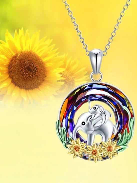 moda Retro Colori Pedra preciosa girassol Mãe E Filho família Colar Dia das Mães Presente
