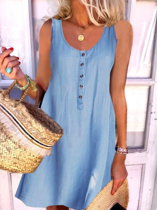 Casual Jeans Simples Jeans Vestido
