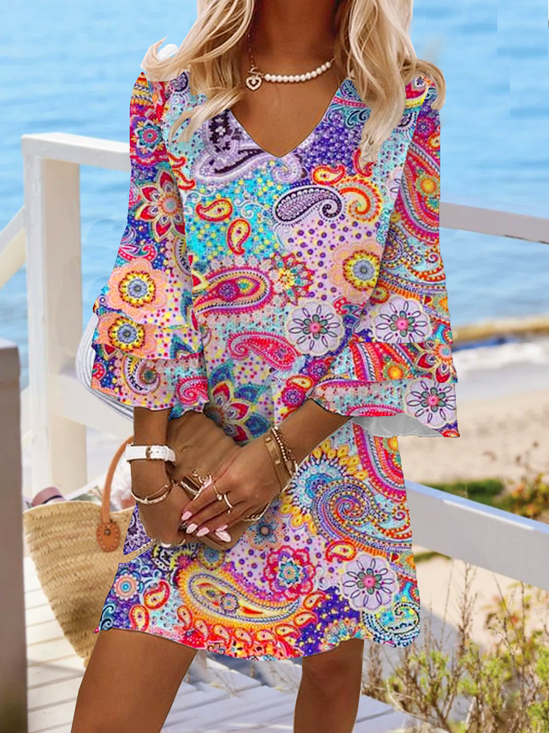Tribal Boêmio Gola  V Vestido