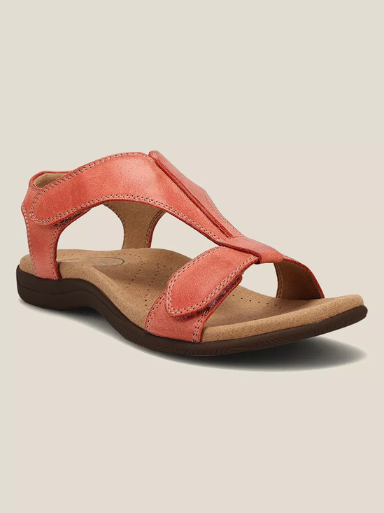 Rétro Cor sólida Casual Velcro Portátil Sandálias