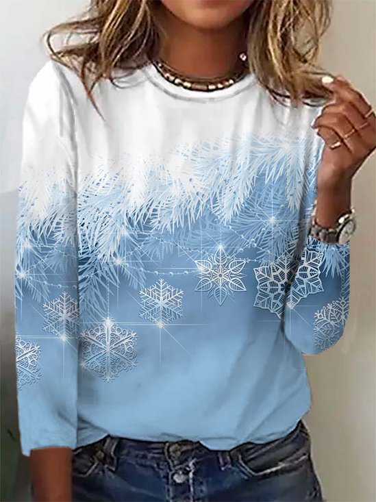 Casual Natal Manga Comprida Camisa