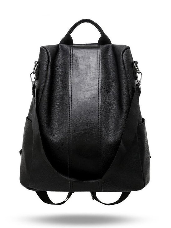 Retro suave Couro Fecho eclair Mochila Ombro Bolsa Organizador