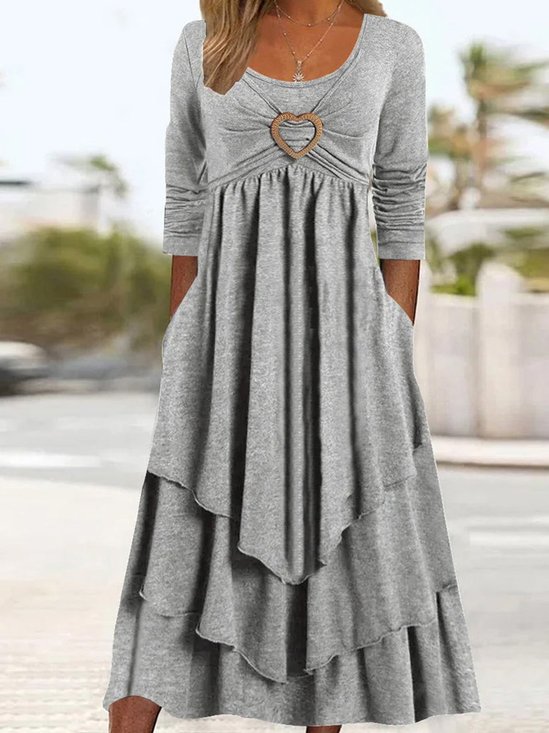 Casual Jersey Ilhós Solto Vestido