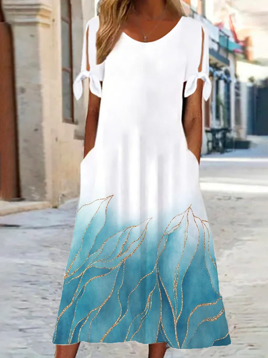 Impresso Casual Manga Curta Pescoço tripulação Vestido