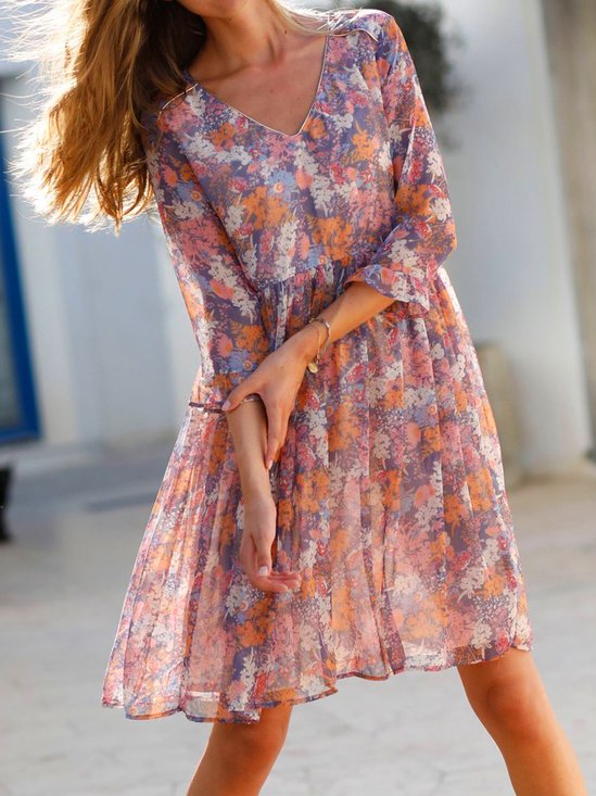 Disty Floral Solto Férias Vestido