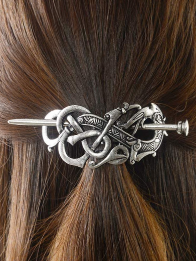 Retro Prata Viking Padrão céltico cabelo Acessórios presilha Étnico Angustiado Joalheria