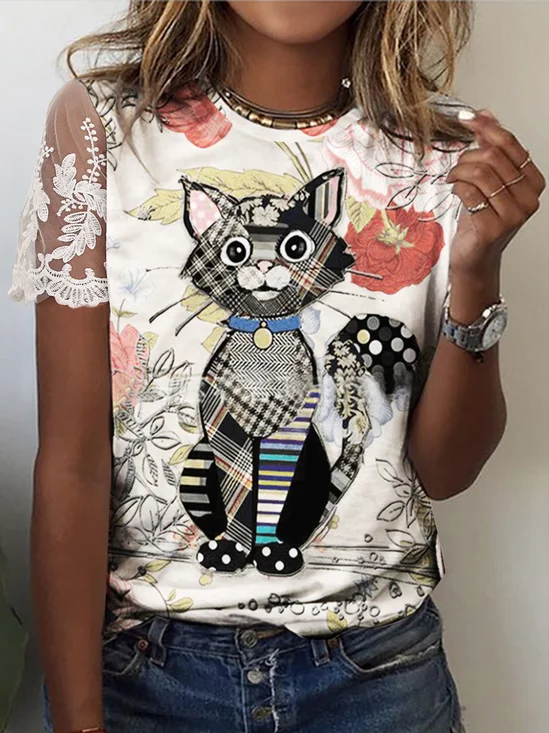 Casual Pescoço tripulação Jersey Solto Camisa