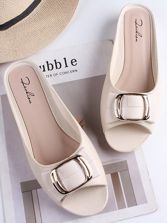 suave e Confortável moda Quadrado Fivela Casual Salto grosso metade Chinelo