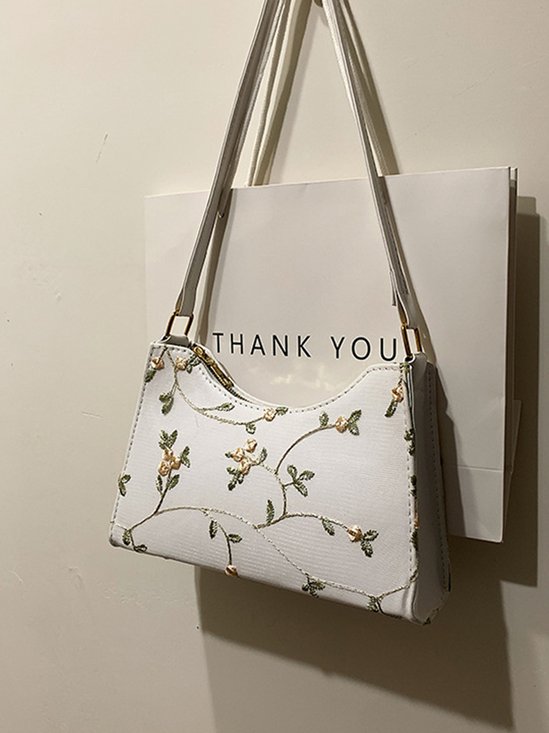 Primavera Verão Bordado Floral Axilas Bolsa