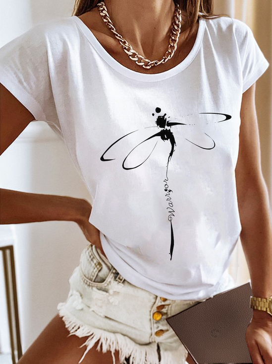 Casual Jersey Libélula Solto Camisa