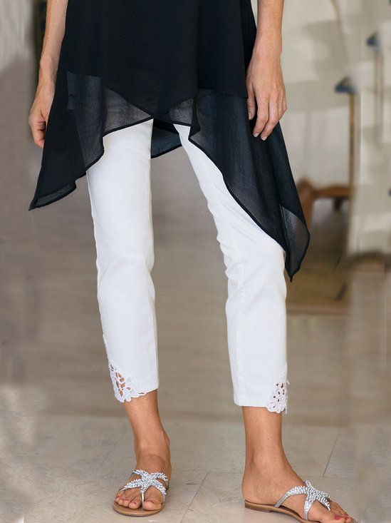 Simples Casual Renda Calças