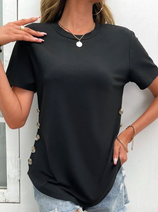 Pescoço tripulação Casual Simples Regular Ajustar Camisa
