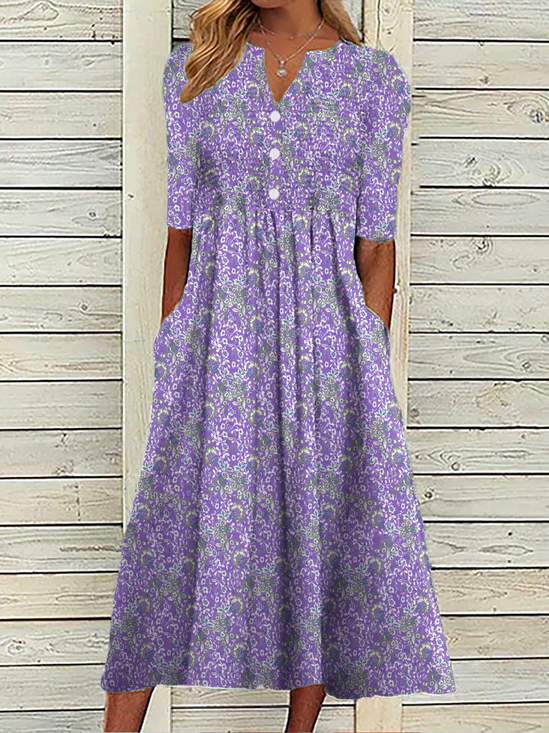 Casual Floral Vestido