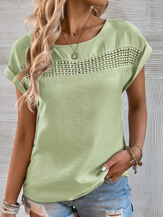 Pescoço tripulação Casual Camisa