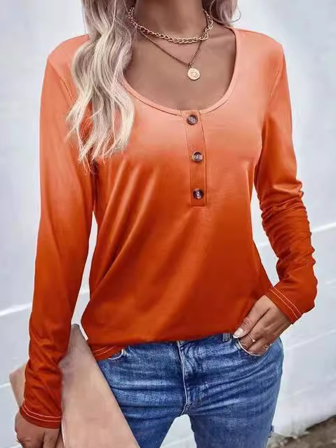 Casual Cor Quadra Pescoço tripulação Manga Comprida Camisa