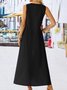Casual Cor Quadra Tecelagem Vestido
