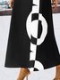 Casual Cor Quadra Tecelagem Vestido