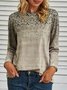 Impresso Manga Comprida Casual Camisa