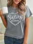 Casual Pescoço tripulação Manga Curta Solto Letras de texto Camisa
