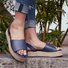 Mulher Pu Trepadeiras Sandálias Casual Costas Alça Dedo Espreitadela Sapatos