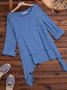 Casual Manga Comprida Pescoço tripulação Blusa