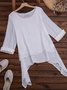 Casual Manga Comprida Pescoço tripulação Blusa