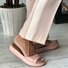 Mulheres moda Footbed Dedo Espreitadela Slip-On Deslizar Sandálias